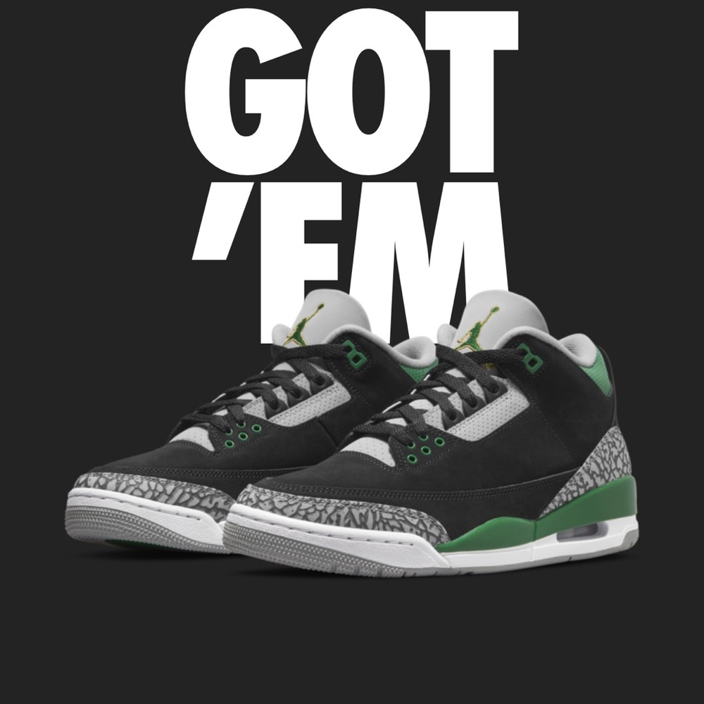 Brand New Jordan Retro 3’s “Pine Green”